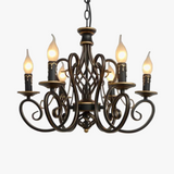 lustre vintage européen en fer avec bougies à led