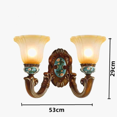 lustre vintage européen en verre résine avec fleurs sculptées