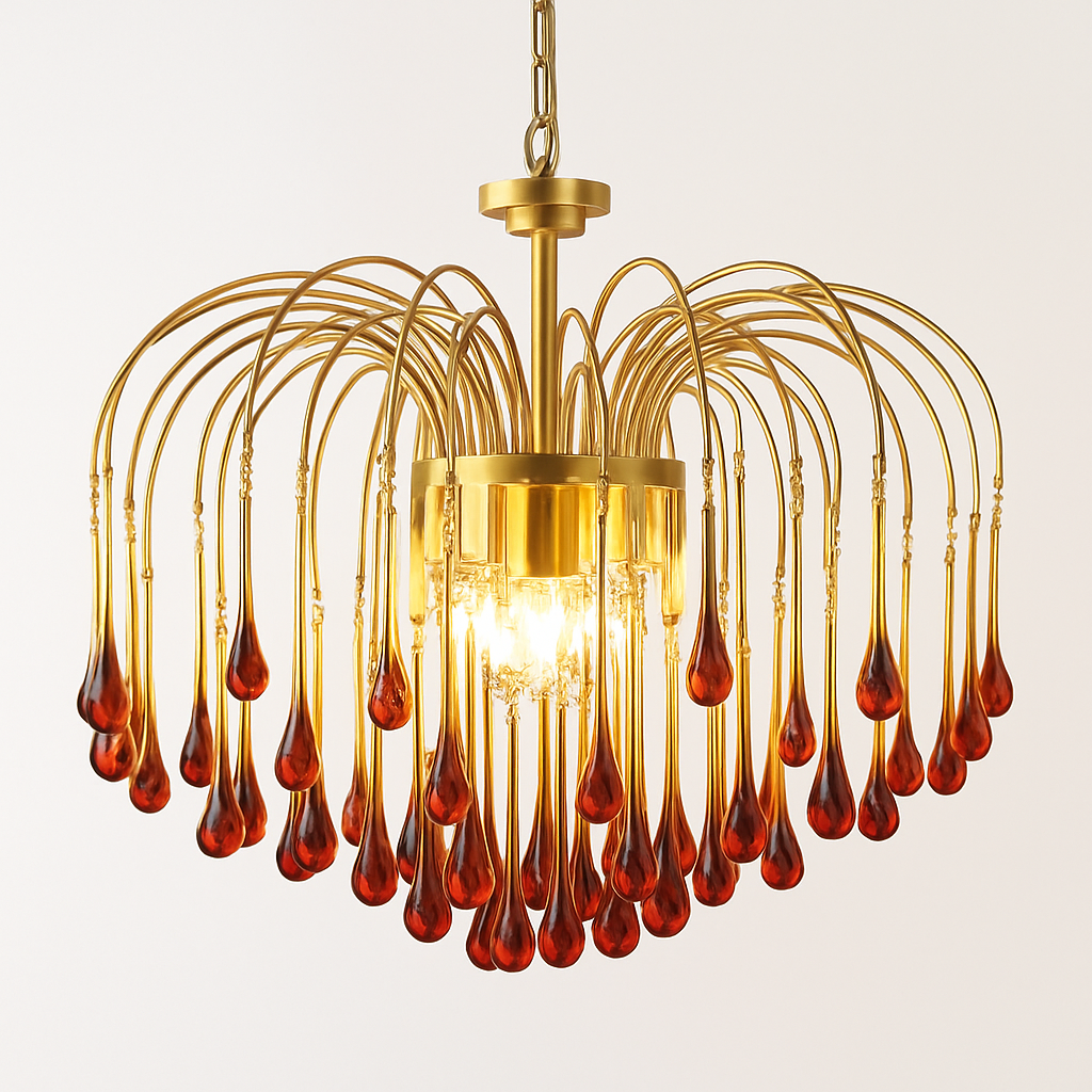 lustre vintage led en verre ambré pour hôtel et villa