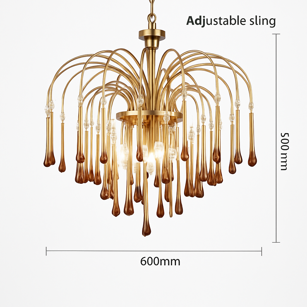 lustre vintage led en verre ambré pour hôtel et villa