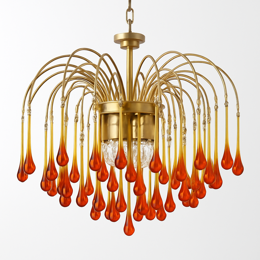 lustre vintage led en verre ambré pour hôtel et villa