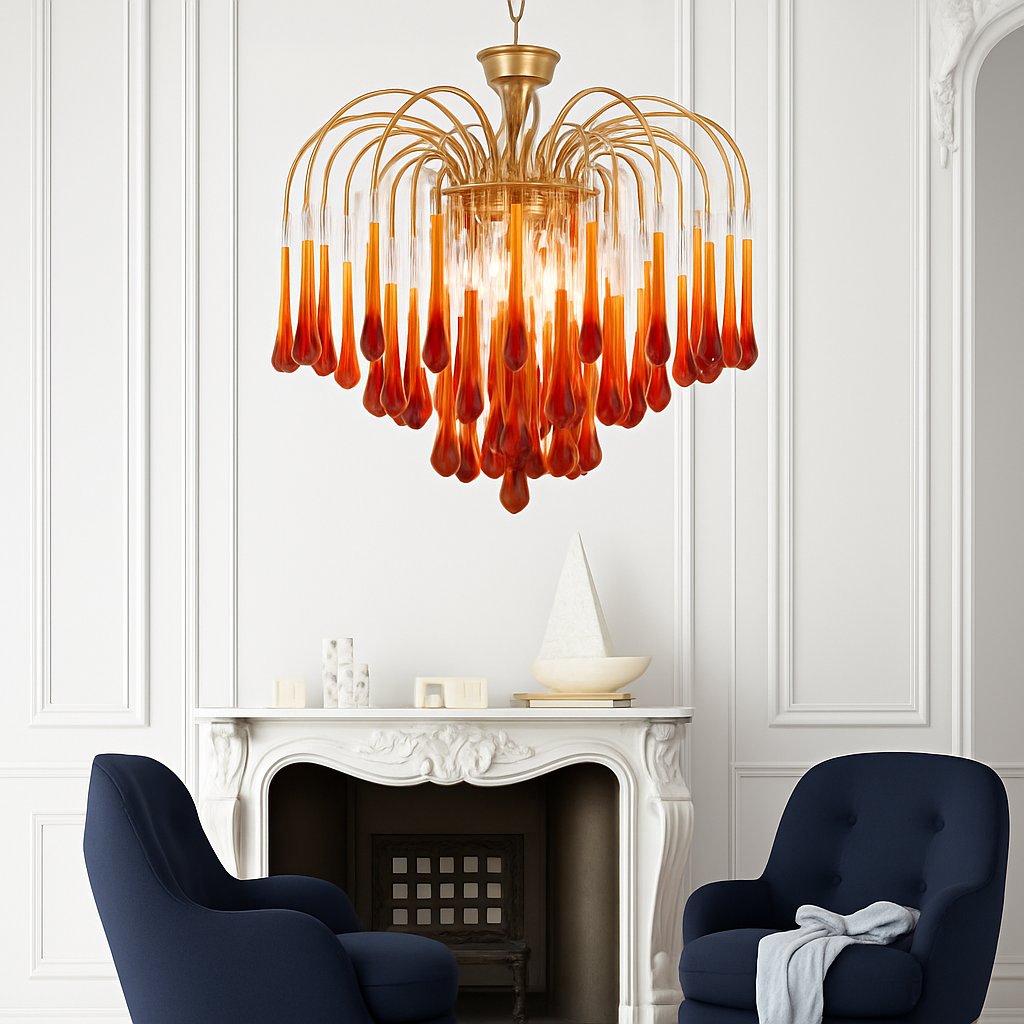 lustre vintage led en verre ambré pour hôtel et villa