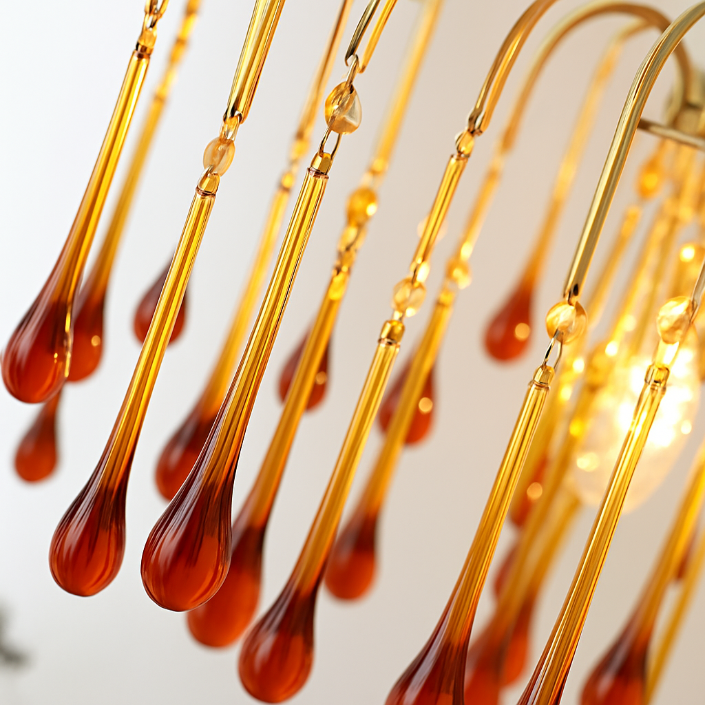 lustre vintage led en verre ambré pour hôtel et villa