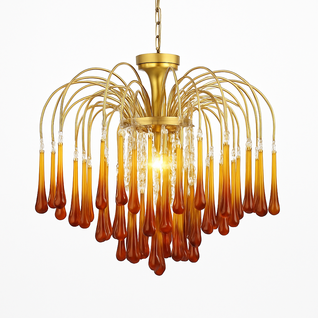 lustre vintage led en verre ambré pour hôtel et villa