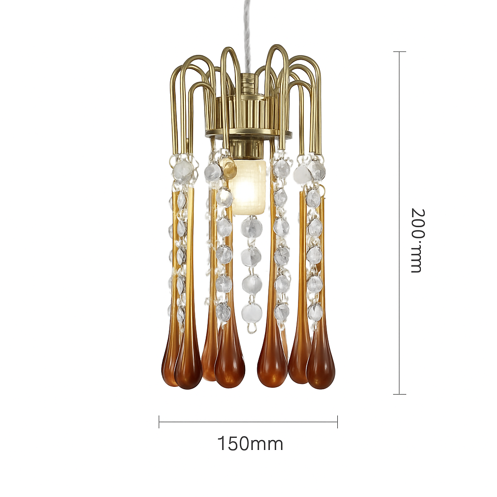 lustre vintage led en verre ambré pour hôtel et villa