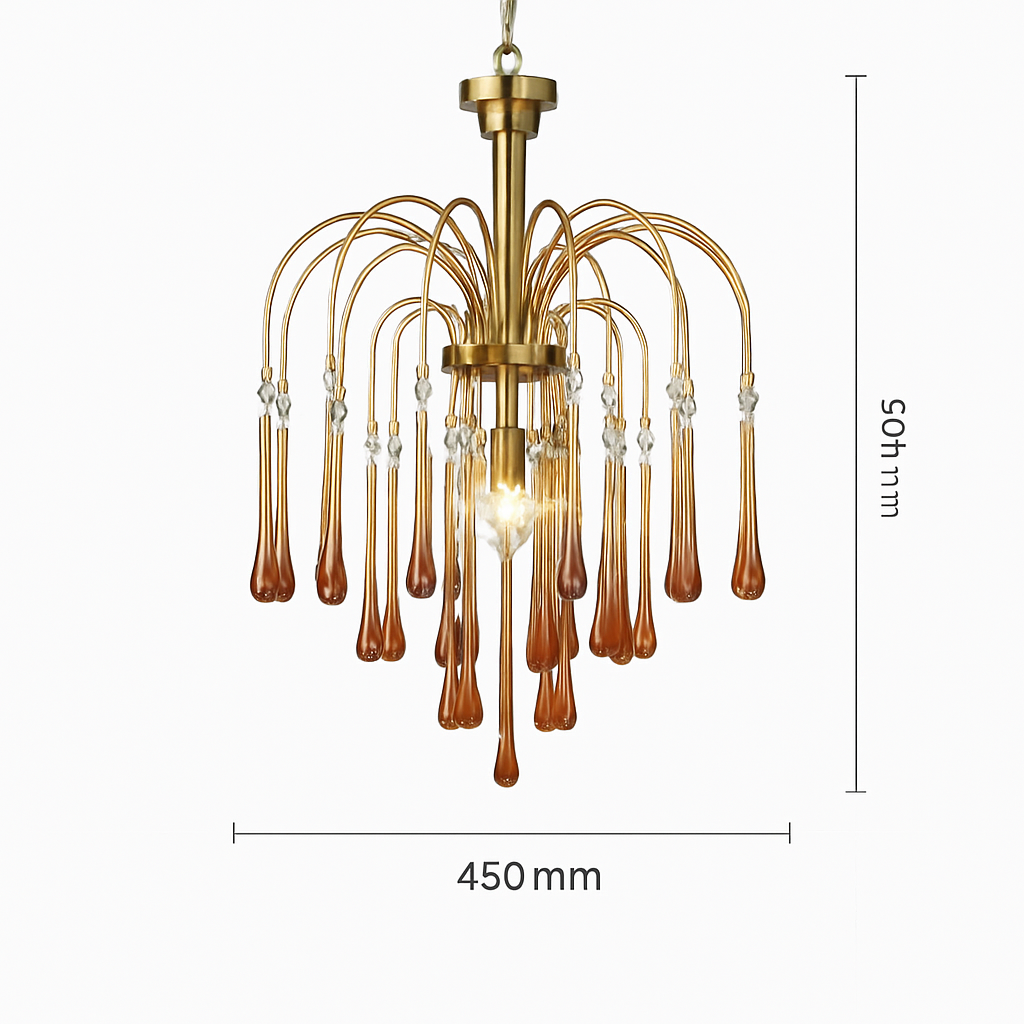 lustre vintage led en verre ambré pour hôtel et villa