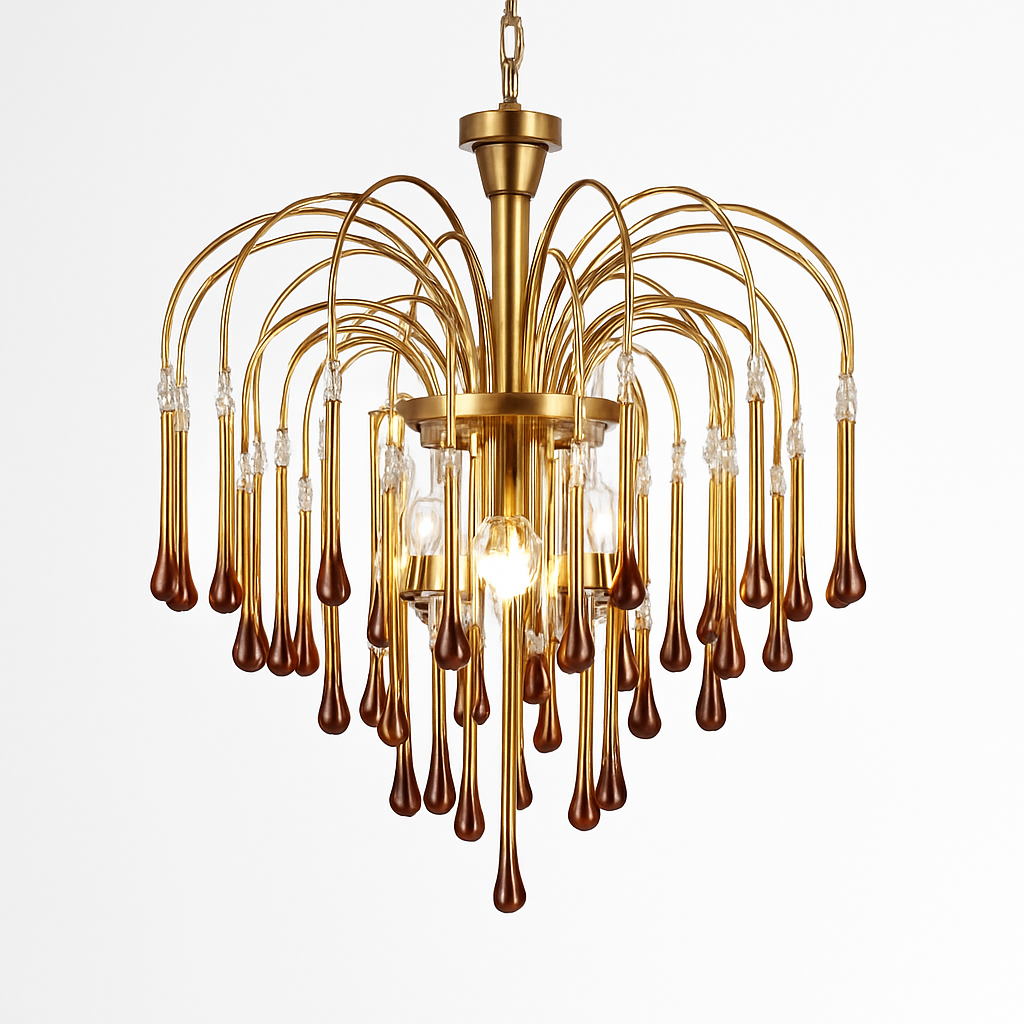 lustre vintage led en verre ambré pour hôtel et villa