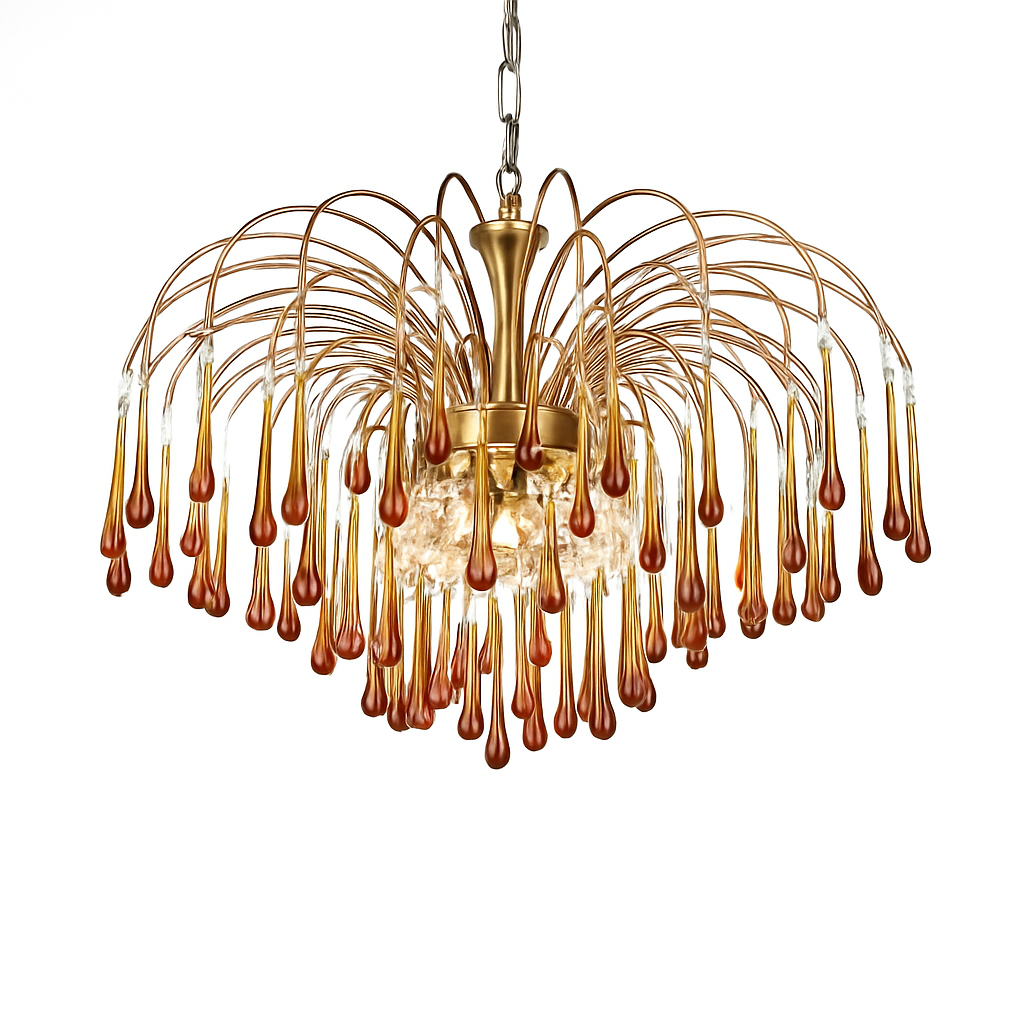 lustre vintage led en verre ambré pour hôtel et villa