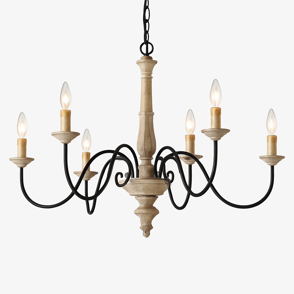 lustre vintage style français en bois massif style nordique