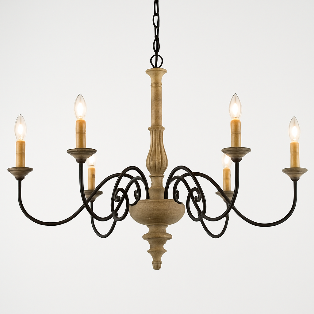 lustre vintage style français en bois massif style nordique
