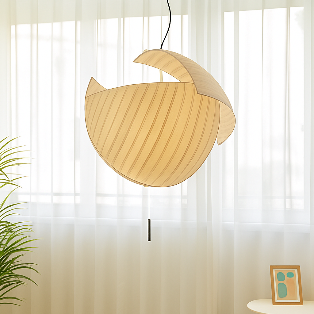 lustre wabi-sabi led en soie japonaise pour décoration maison
