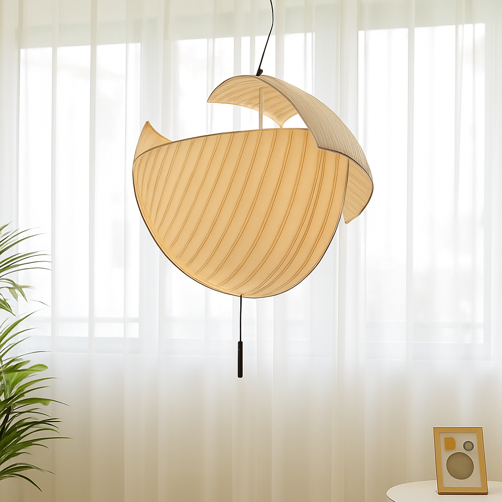 lustre wabi-sabi led en soie japonaise pour décoration maison