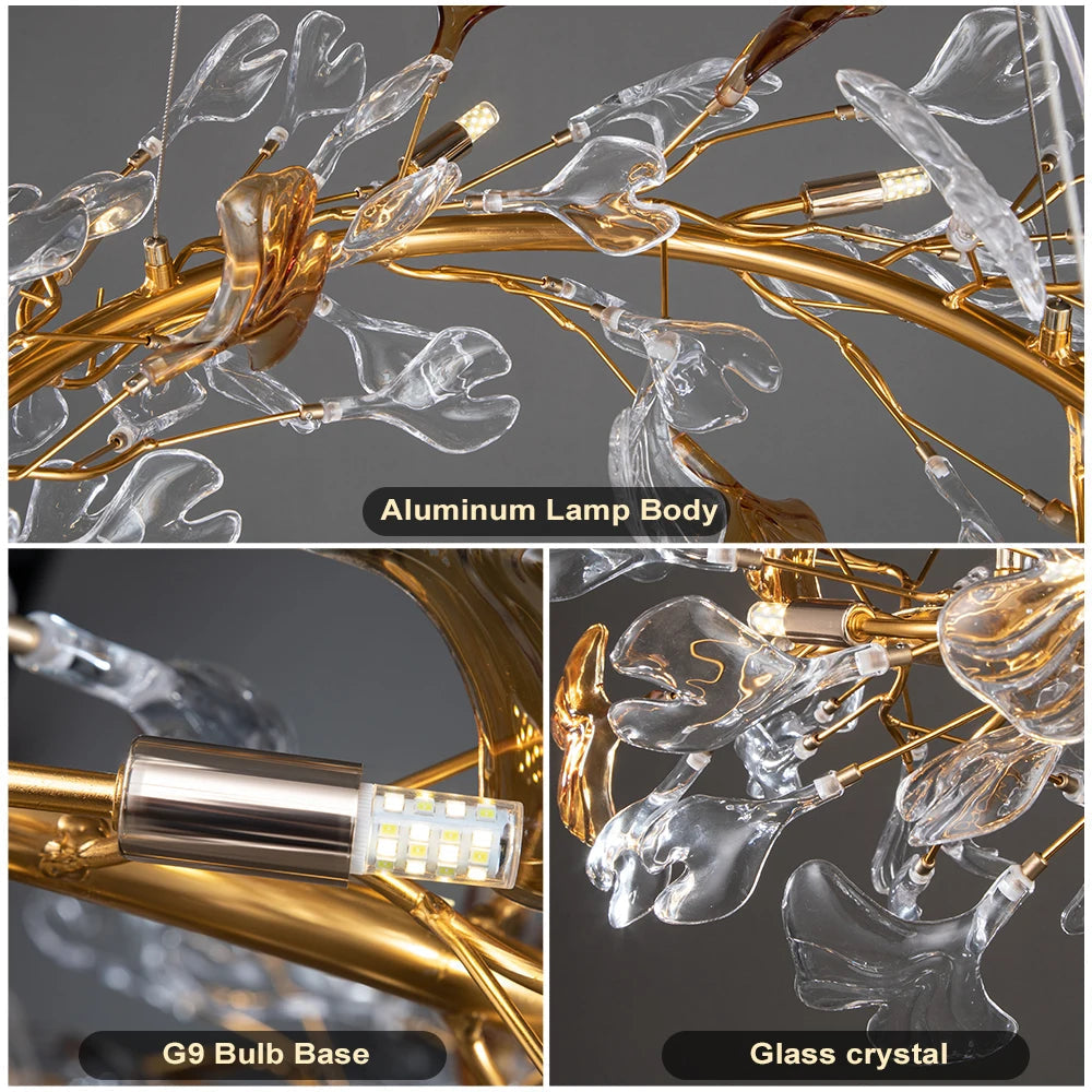 Lustres de conception nordique feuilles de verre émaillées suspension pour hôtel salon salle à manger chambre Art hall décoration lustre