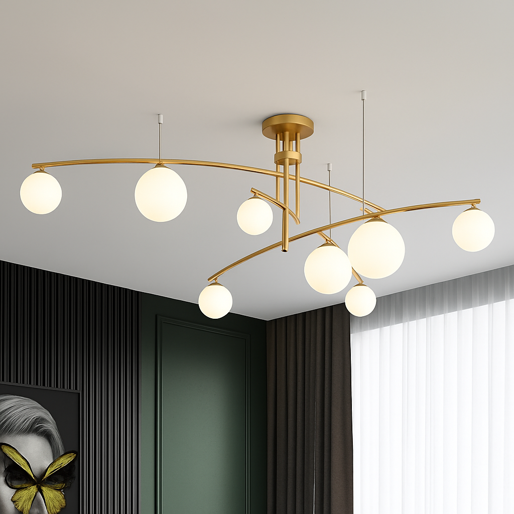 lustres en verre pour barre de suspension cuisine