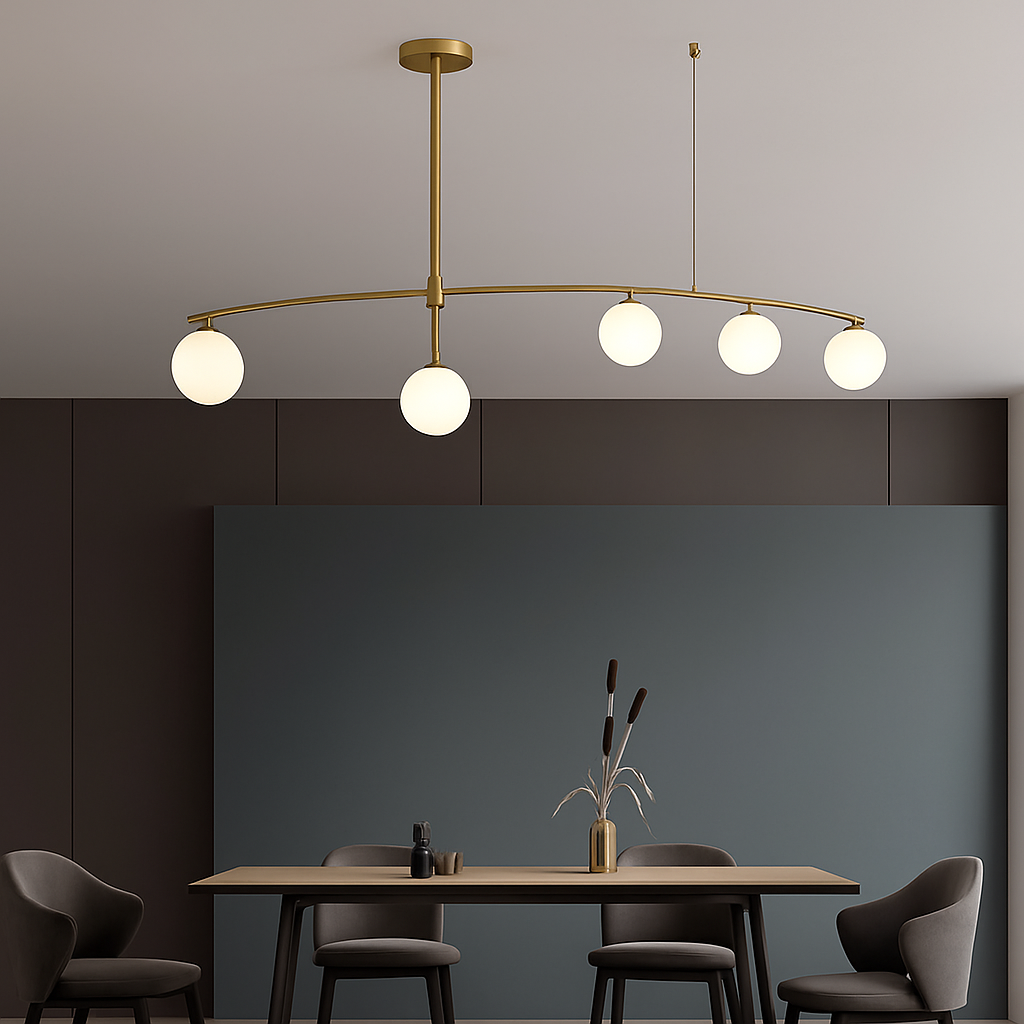 lustres en verre pour barre de suspension cuisine