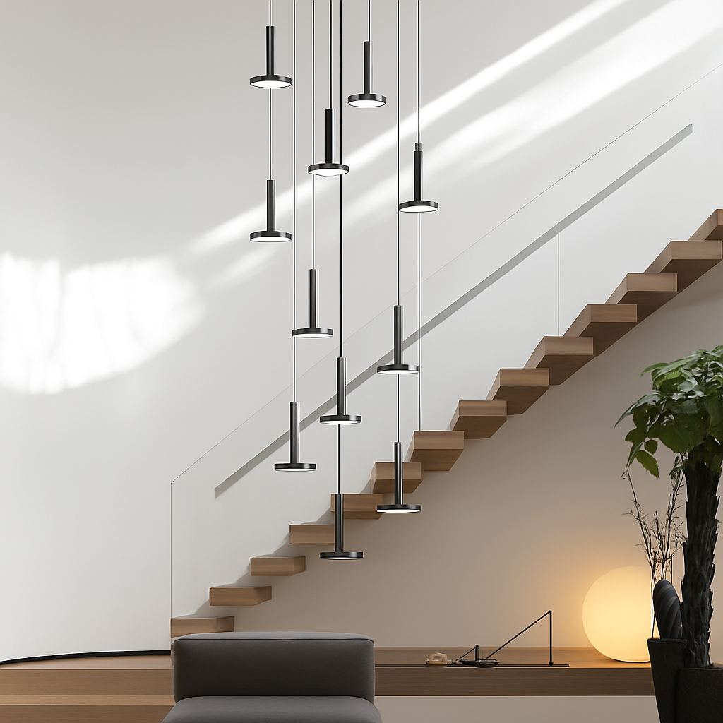 lustres modernes led pour escalier de luxe et cafés