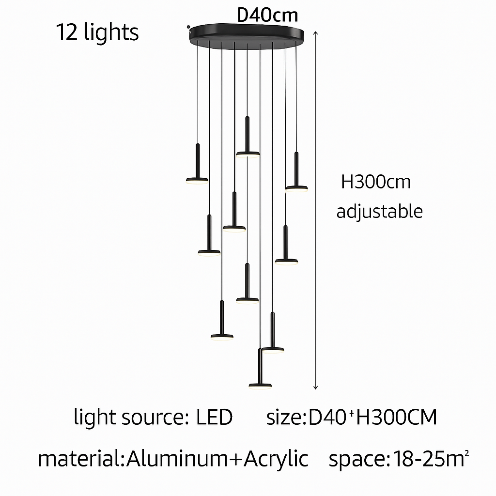 lustres modernes led pour escalier de luxe et cafés