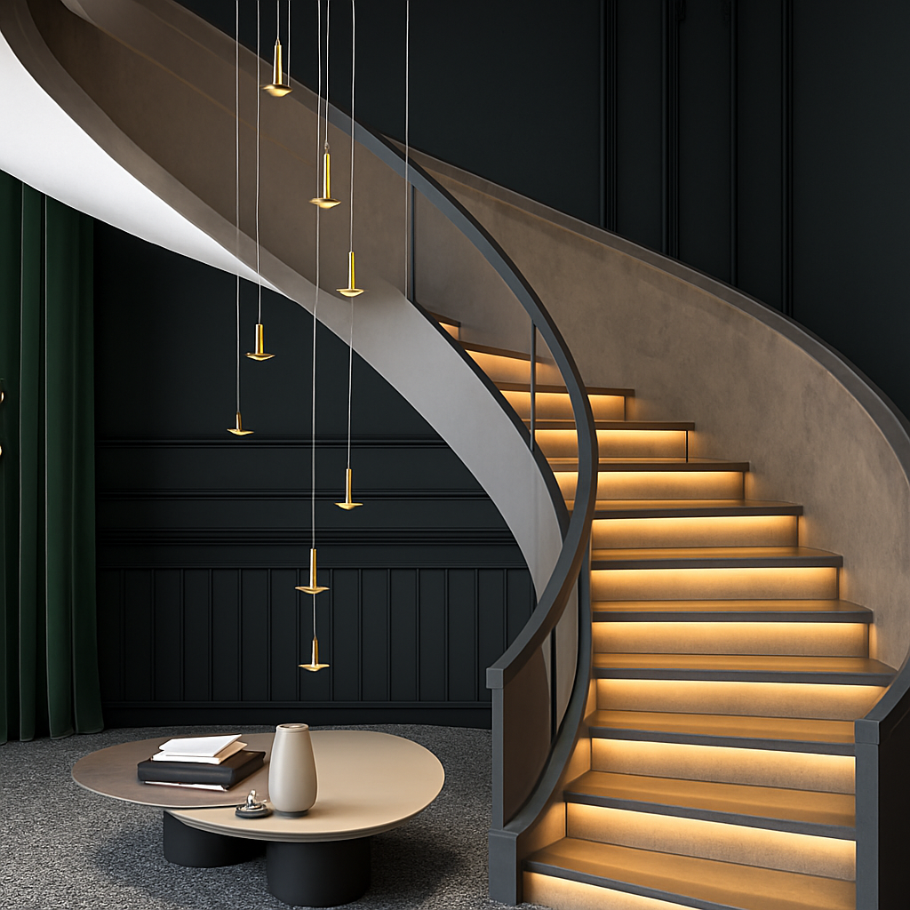lustres modernes led pour escalier de luxe et cafés