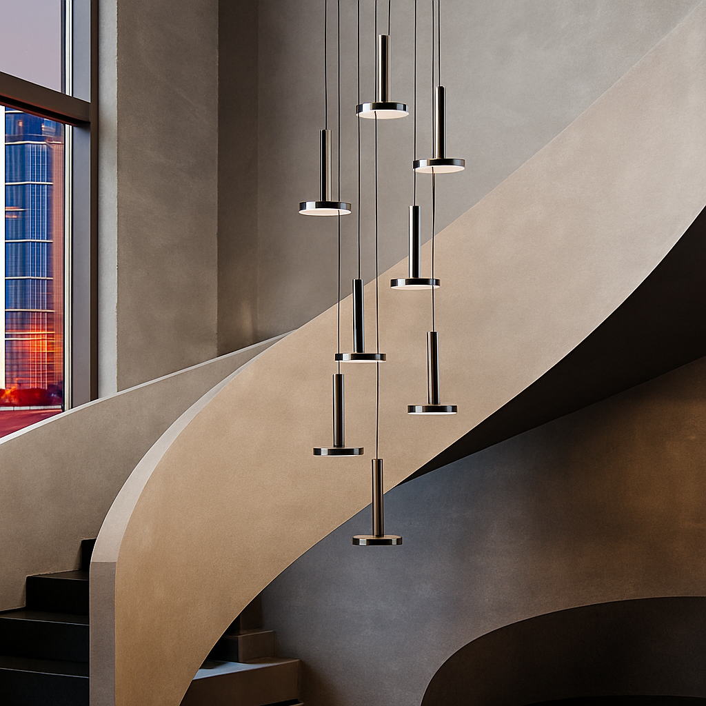 lustres modernes led pour escalier de luxe et cafés