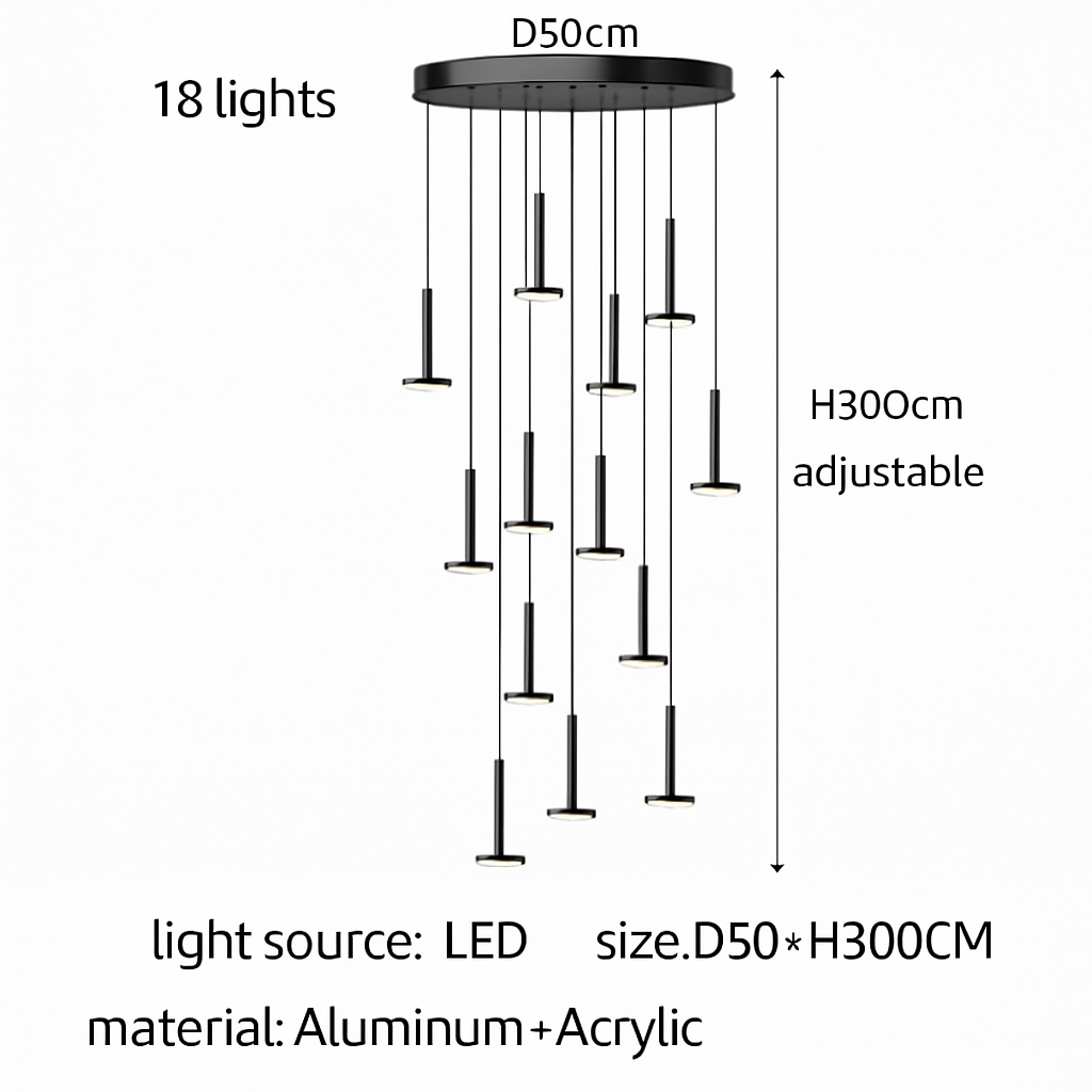 lustres modernes led pour escalier de luxe et cafés