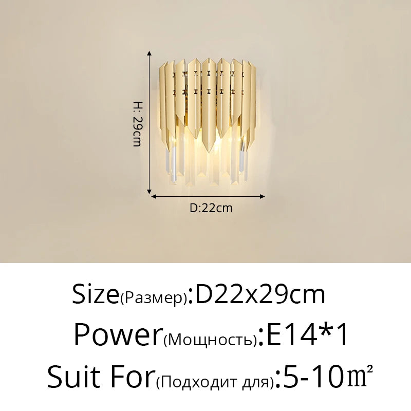 luxe et modernes applique murale en cristal pour hôtel