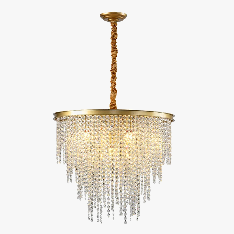 Lustre en cristal Luxe moderne LED chaîne de fronde or