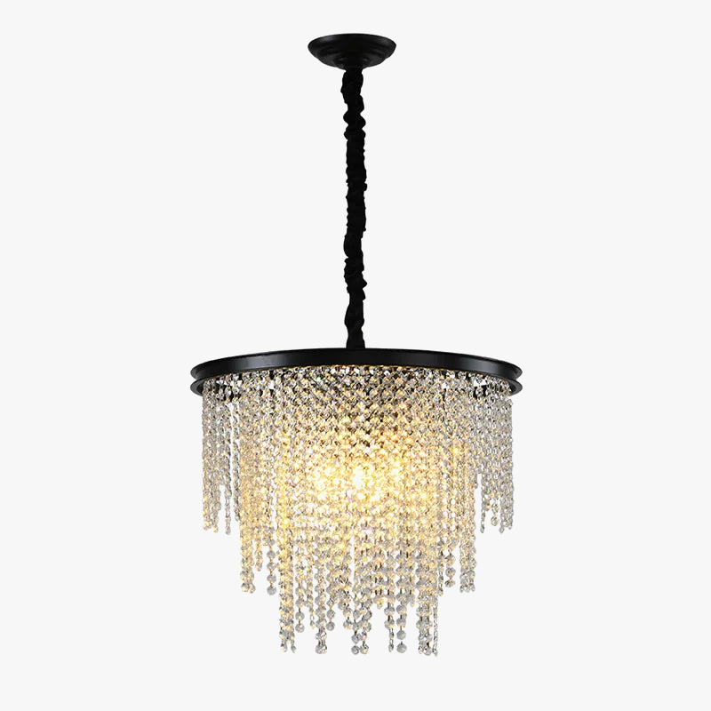 Lustre en cristal Luxe moderne LED chaîne de fronde or