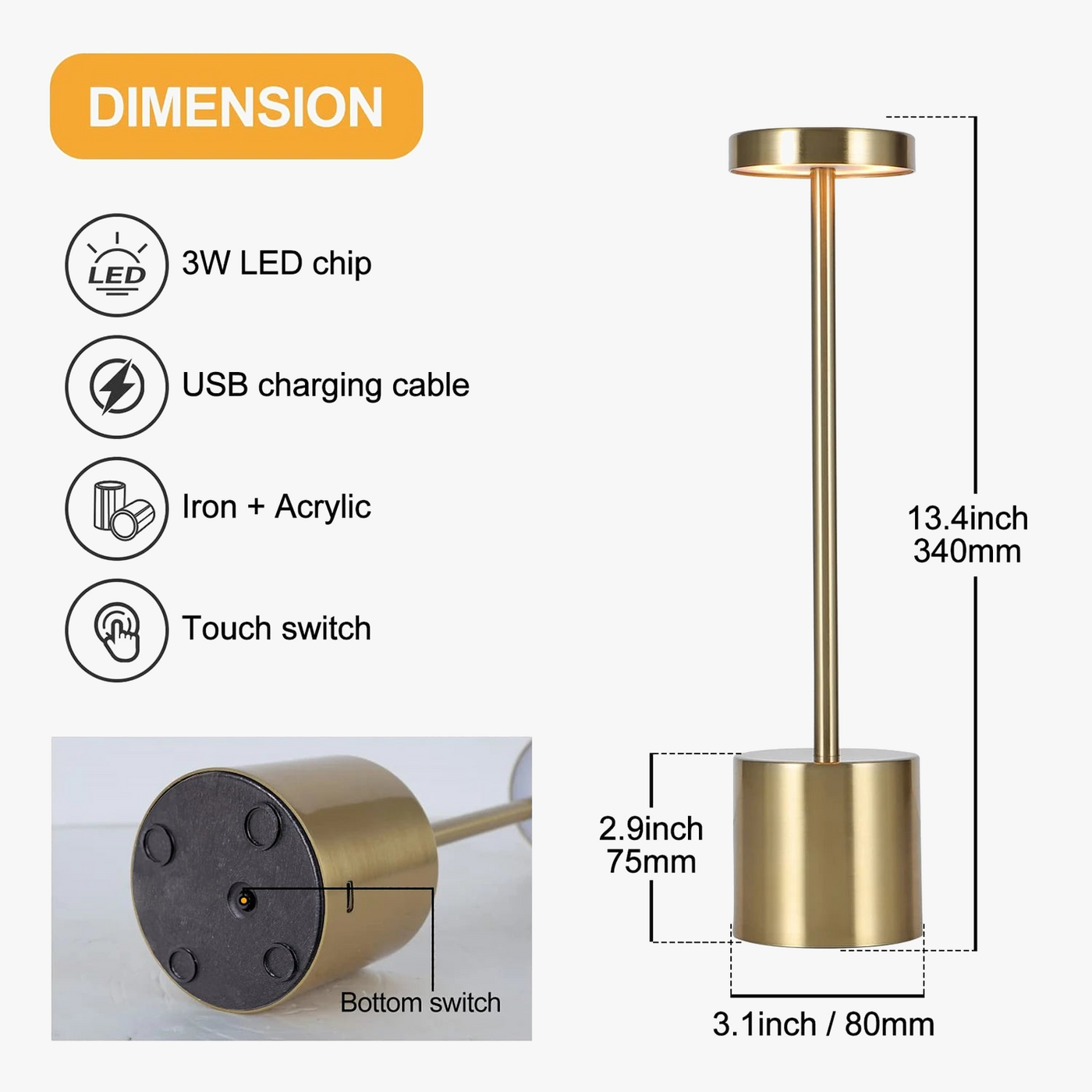 Lampe de table sans fil MEEROX