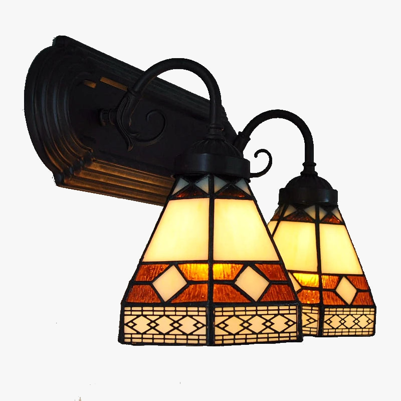 miroir mural double en verre avec lampes rétro décoratif pour jardin