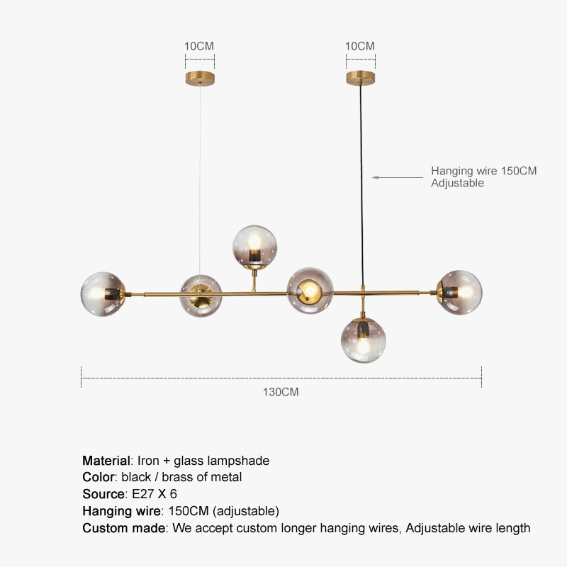 Lustre boule en verre moderne design