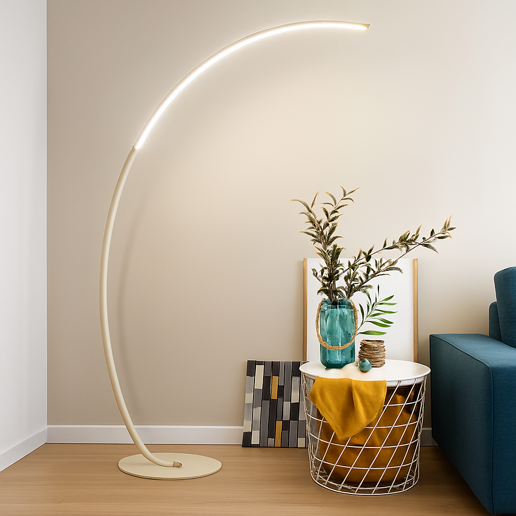 Modern Simple Ledc Shaped Aluminum Floor Lamp, Living Room Next To Sofa, Bedroom, Study, Leisure Fishing Black Floor Lamp
