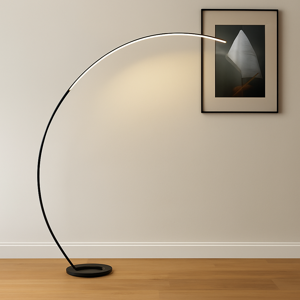 Modern Simple Ledc Shaped Aluminum Floor Lamp, Living Room Next To Sofa, Bedroom, Study, Leisure Fishing Black Floor Lamp