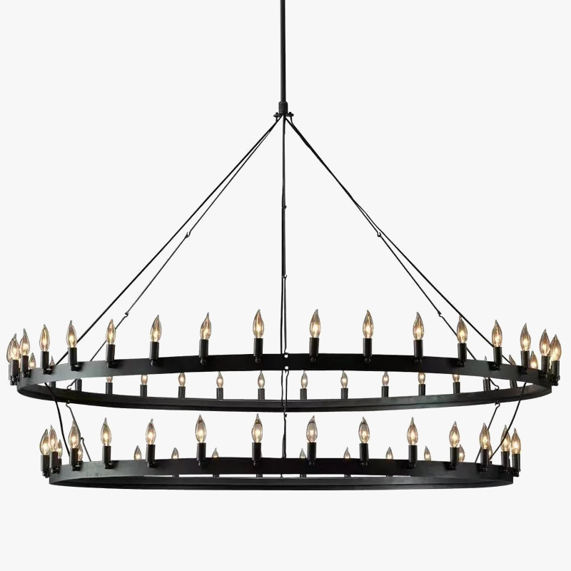 Lustre rond et Moderne américain rétro fer Vintage industriel Led