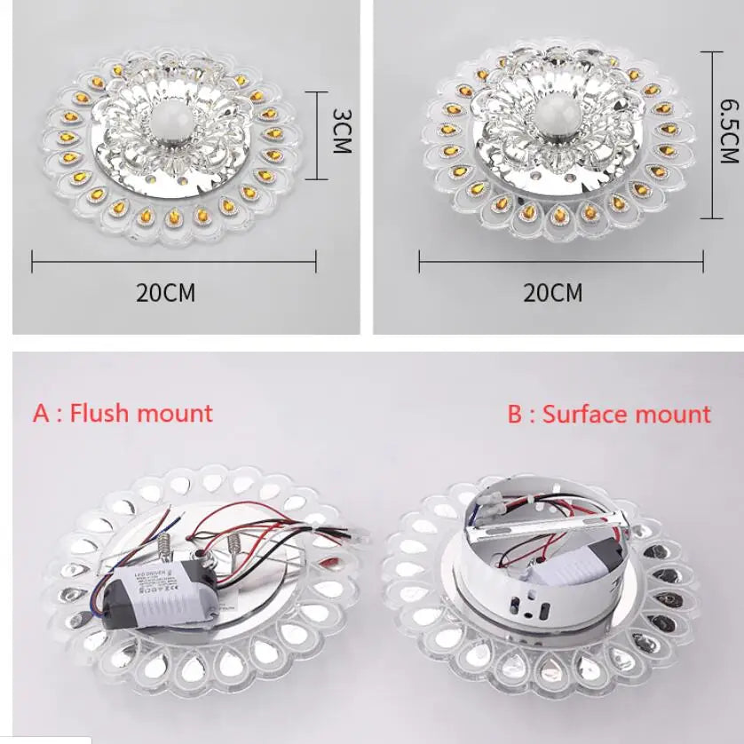 Moderne Cristal Verre LED Plafonnier Spot Couloir Couloir Allée Porche Plafond Encastré Décor À La Maison Luminaire