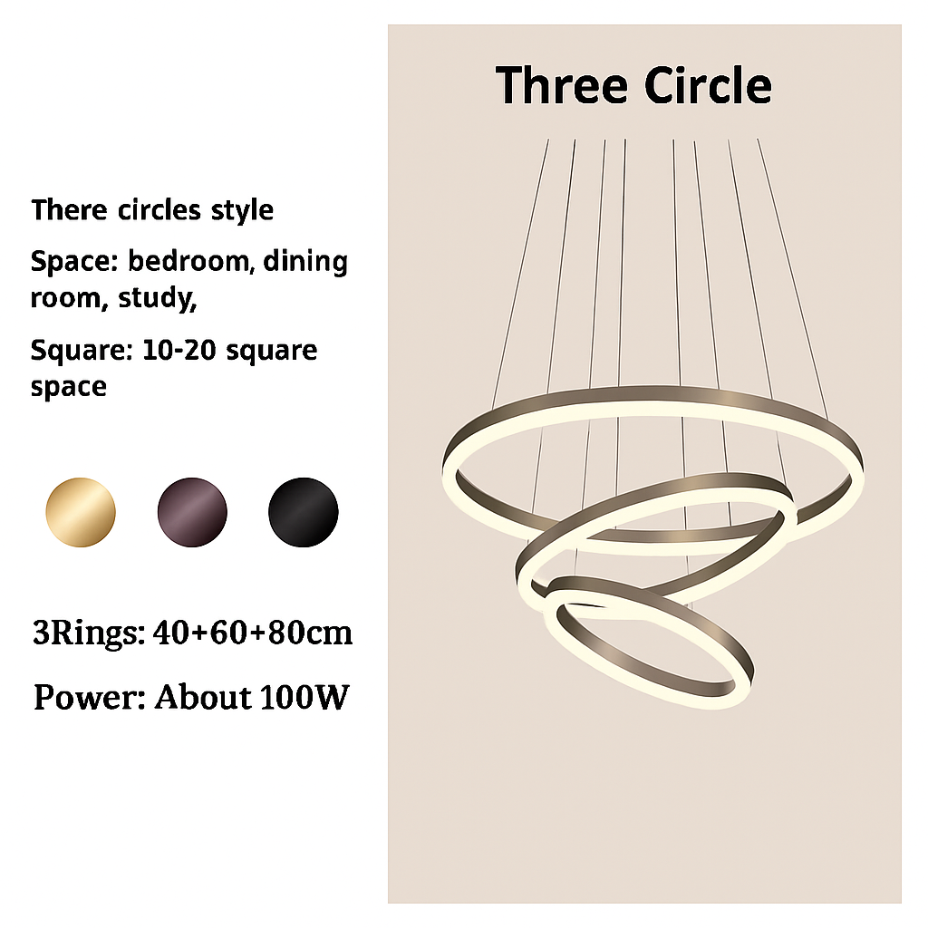 Moderne Led anneaux suspension lampe cercle plafond suspendu lustre pour chalet salon salle à manger escalier maison luminaire