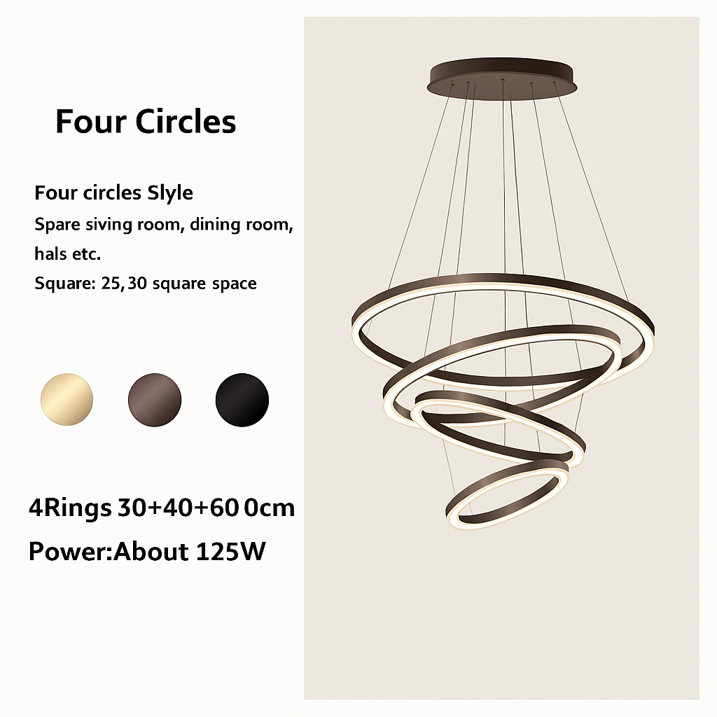 Moderne Led anneaux suspension lampe cercle plafond suspendu lustre pour chalet salon salle à manger escalier maison luminaire