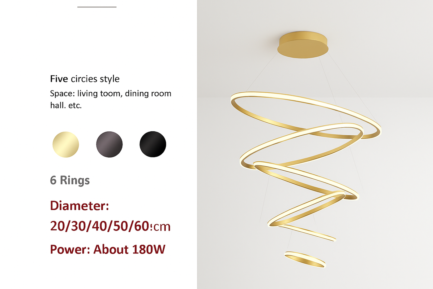Moderne Led anneaux suspension lampe cercle plafond suspendu lustre pour chalet salon salle à manger escalier maison luminaire