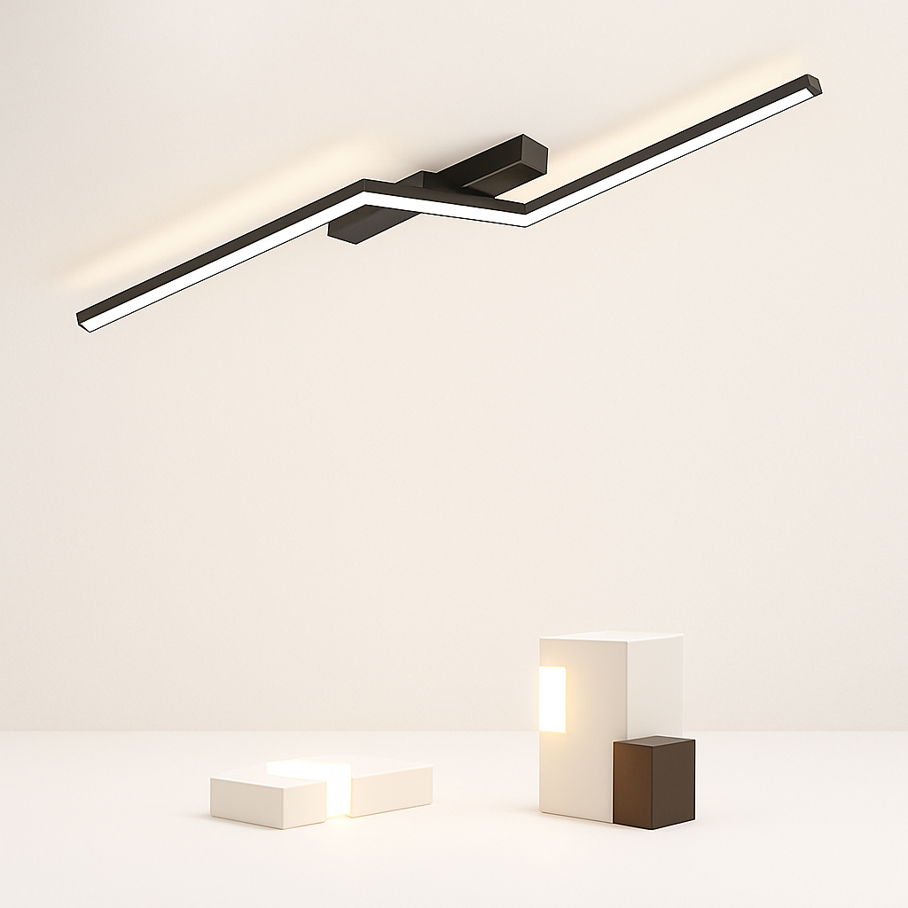 Moderne LED Ligne Plafonnier moderne Salon Salle À Manger Chambre Principale Étude Luminaire Or Noir Plafonniers Éclairage