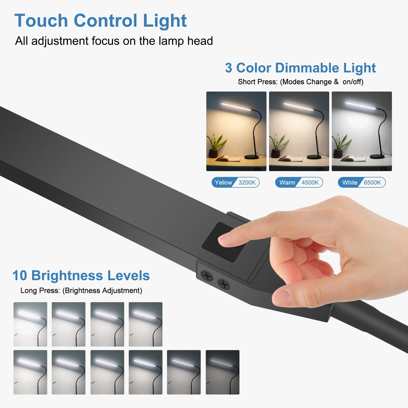 NEWACALOX pince de bureau barre d'écran suspension lumière 360 ° rotatif pliant bras Flexible Support 108 pièces LED SMD Protection des yeux lampe de bureau