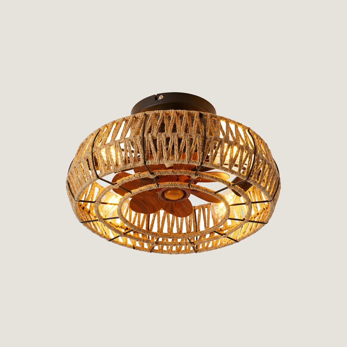 Ventilateur de plafond en rotin et bois 50 cm — Ambroisie