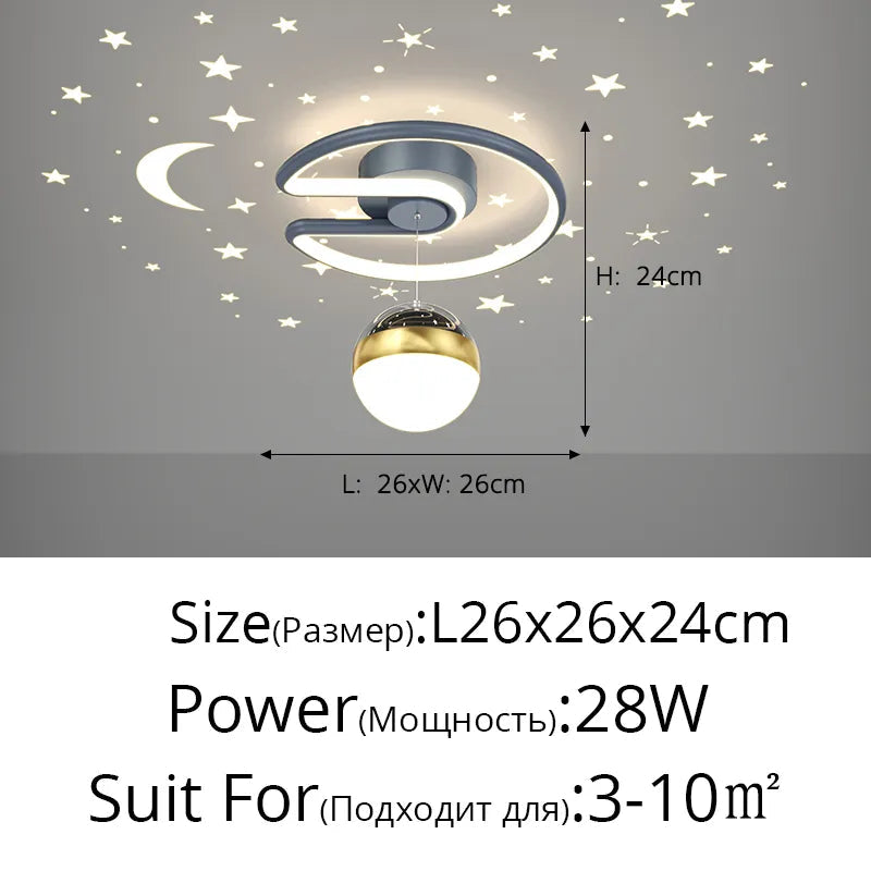 Noir gris 28W LED plafonnier pour couloir boule de verre nuances Foyer allée éclairage intérieur Luminaire Lustre effet étoile