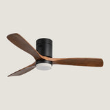 Ventilateur de plafond plat en noyer et cylindre noir mat — Arabesque