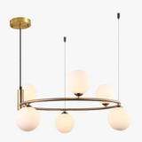 Nordique créatif boule de verre lustre circulaire salon chambre lumière enfants étude magasin de vêtements Restaurant haricot magique