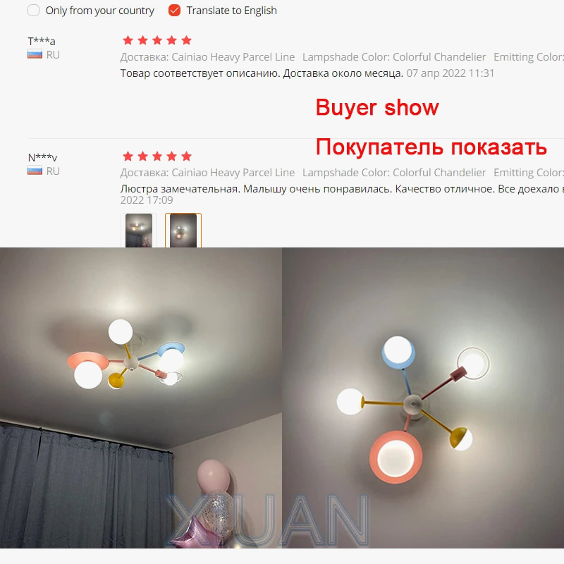 Nordique enfants chambre lustre éclairage abat-jour en verre dessin animé LED bleu rose plafonnier pour fille garçon enfants princesse chambre