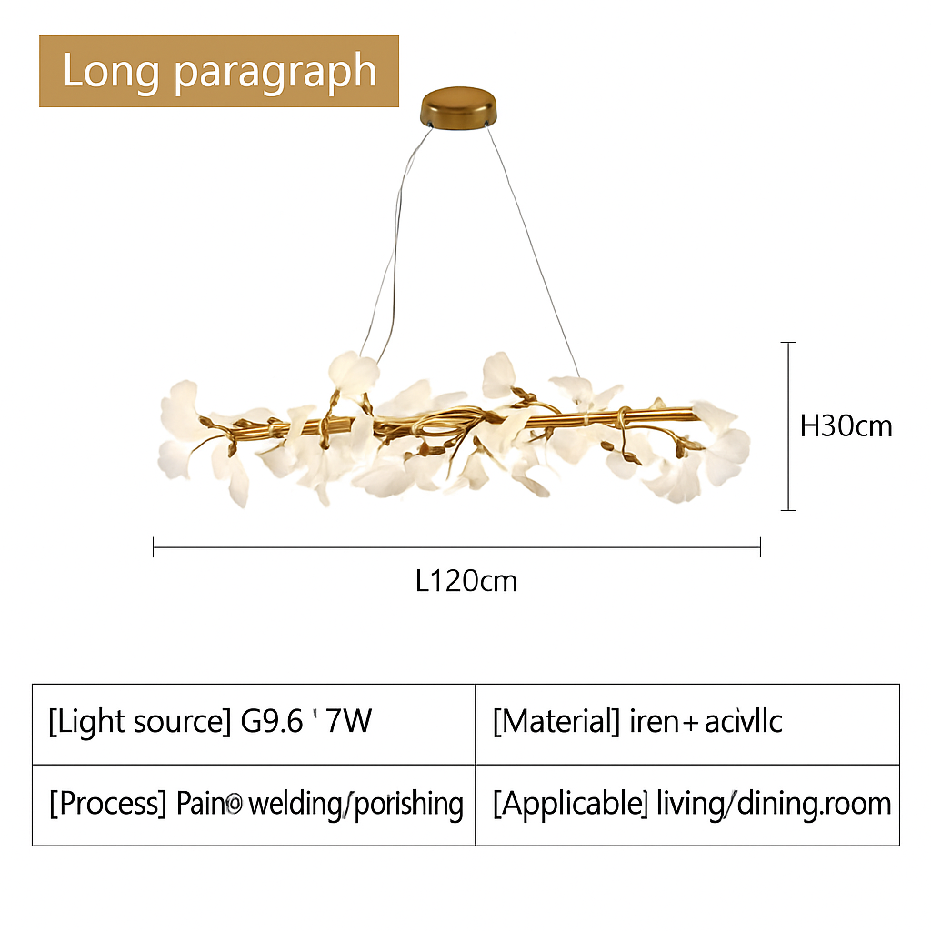 Nordique feuille de gingko LED lustre moderne cuisine salon chambre salle à manger rond intérieur loft plafond suspension