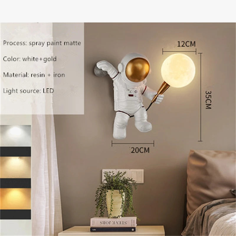 applique murale Nordique LED personnalité astronaute lune chambre d'enfant cuisine salle à manger chambre bureau balcon allée