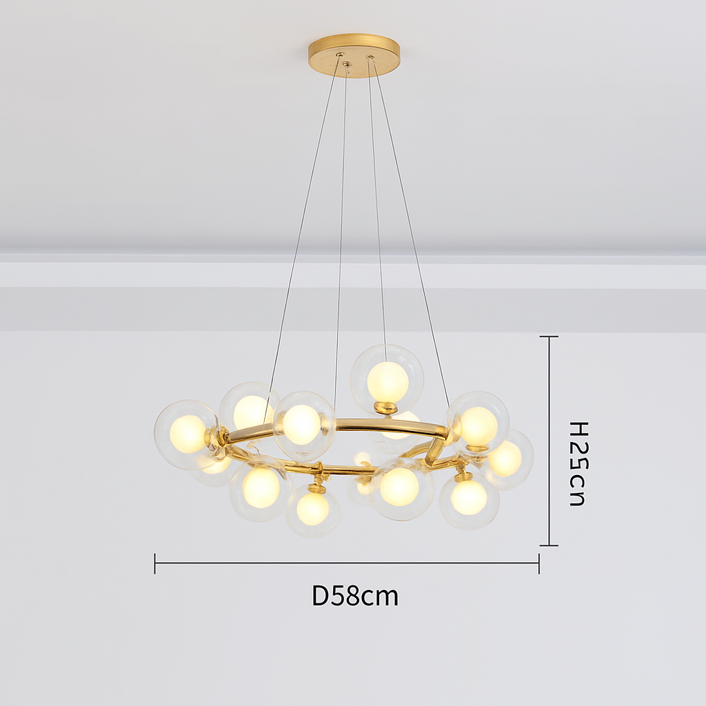 Nordique LED ronde lustre boule de verre or noir suspension lampe restaurant cuisine salon anneau décor à la maison luminaires