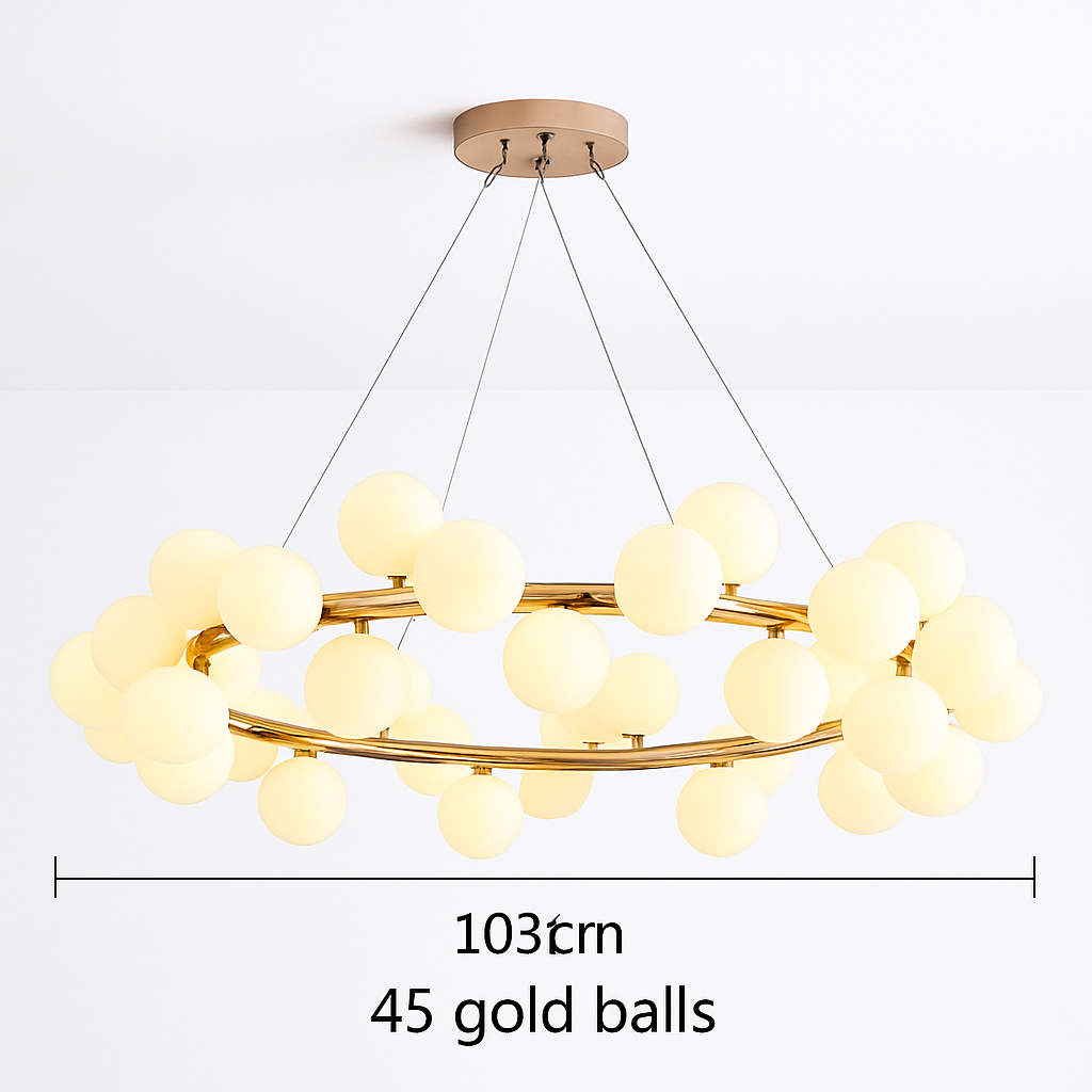 Nordique LED ronde lustre boule de verre or noir suspension lampe restaurant cuisine salon anneau décor à la maison luminaires