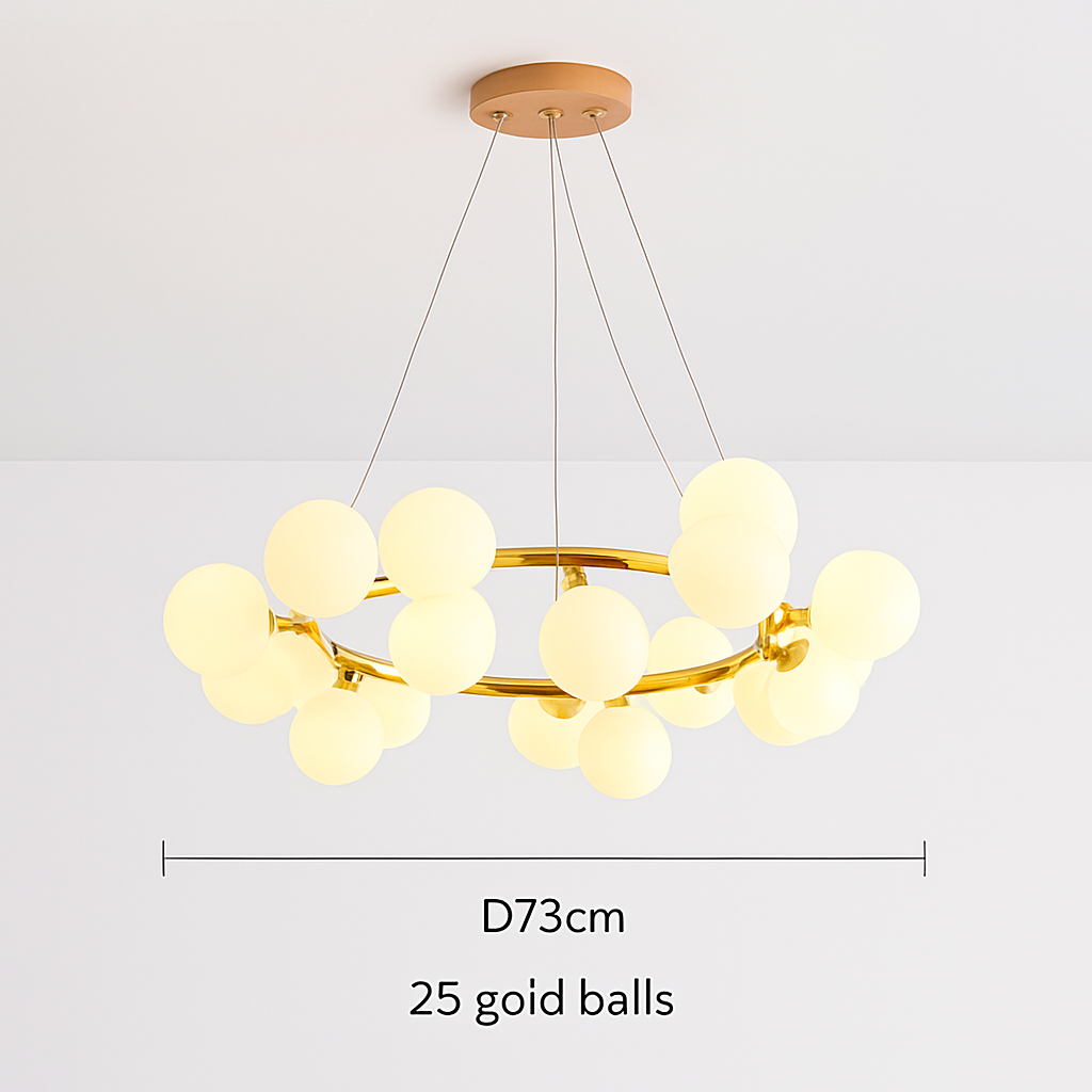 Nordique LED ronde lustre boule de verre or noir suspension lampe restaurant cuisine salon anneau décor à la maison luminaires