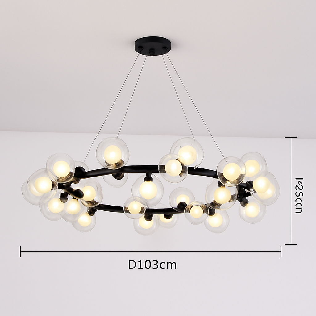 Nordique LED ronde lustre boule de verre or noir suspension lampe restaurant cuisine salon anneau décor à la maison luminaires